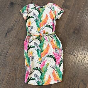 Colorful Leaf Print Midi Dress